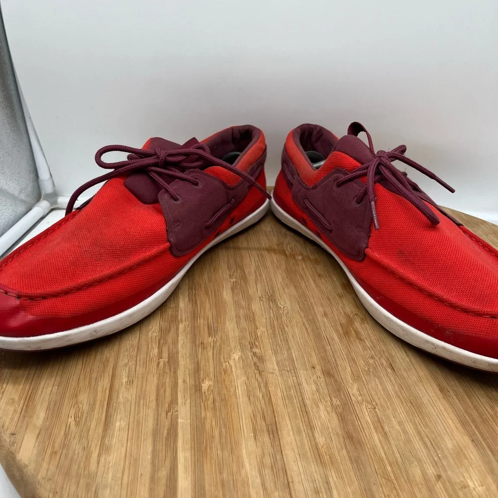 Lacoste Men's Landsailing Red Size 12 Boat Loafers‎ Comfort Shoe.